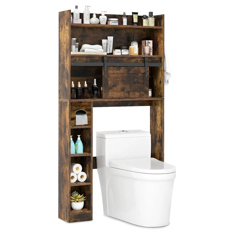 Over The Toilet Storage Cabinet with Sliding Barn Door and Adjustable Shelves by DirectDeals