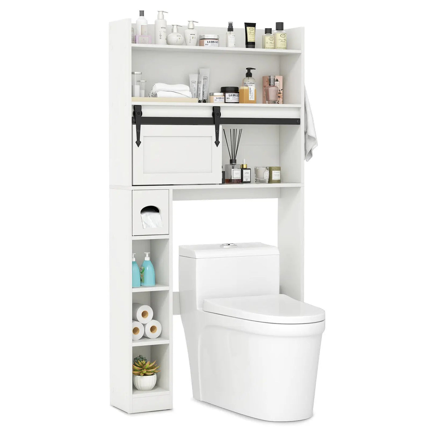 Over The Toilet Storage Cabinet with Sliding Barn Door and Adjustable Shelves by DirectDeals