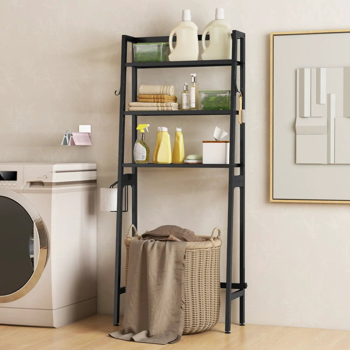 3-Tier Over The Toilet Storage Shelf with Adjustable Bottom Bar by DirectDeals