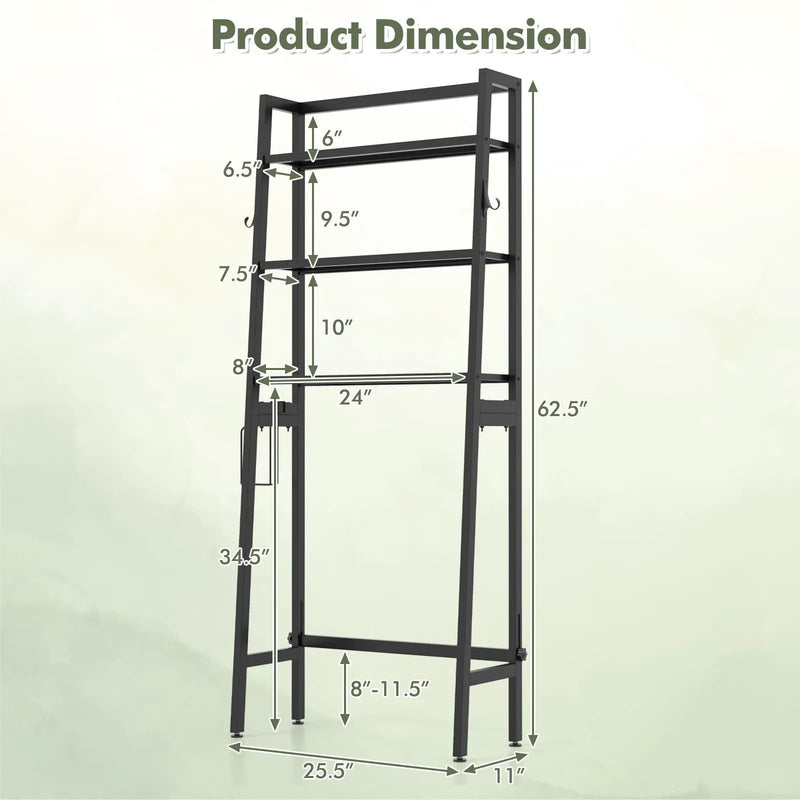 3-Tier Over The Toilet Storage Shelf with Adjustable Bottom Bar by DirectDeals
