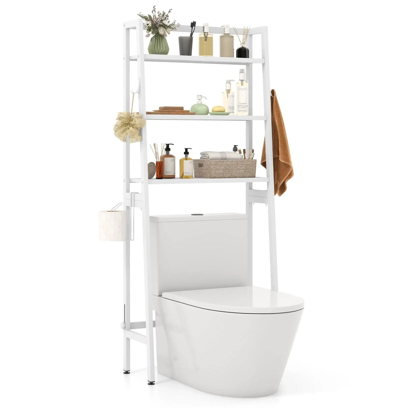 3-Tier Over The Toilet Storage Shelf with Adjustable Bottom Bar by DirectDeals