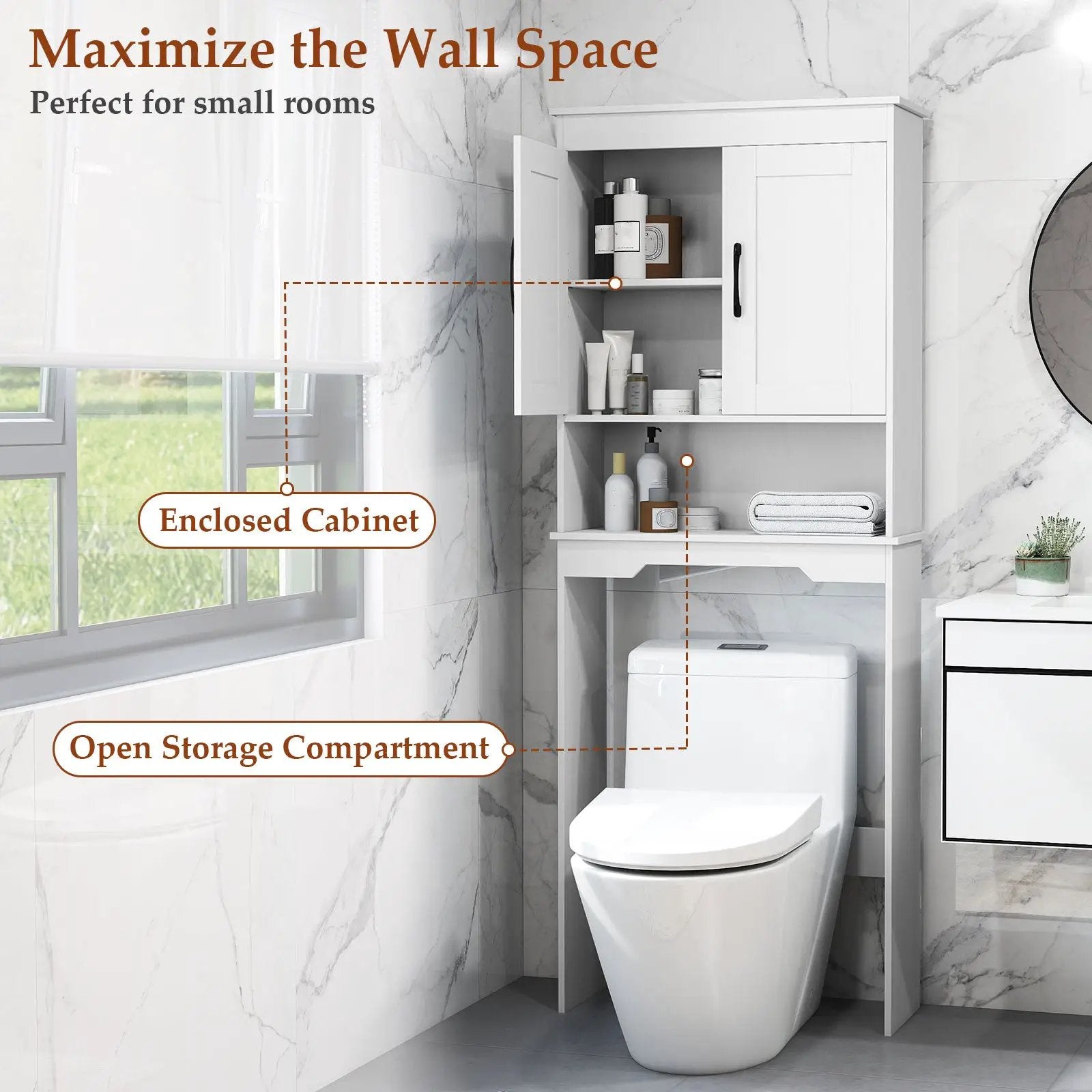 Over Toilet Space Saver Bathroom Organizer with Storage Cabinet by DirectDeals