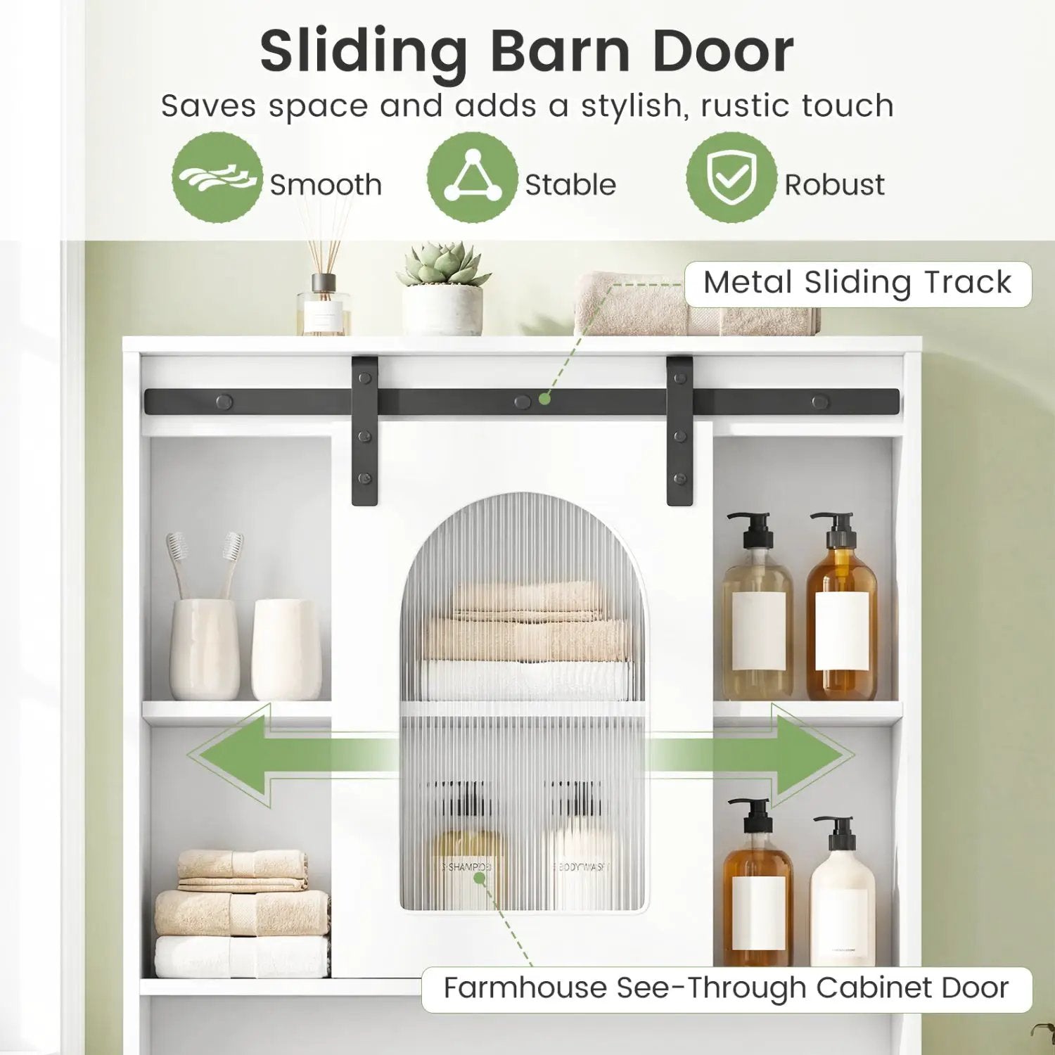 Over Toilet Storage Cabinet with Sliding Barn Door and Open Shelves for Bathroom by DirectDeals