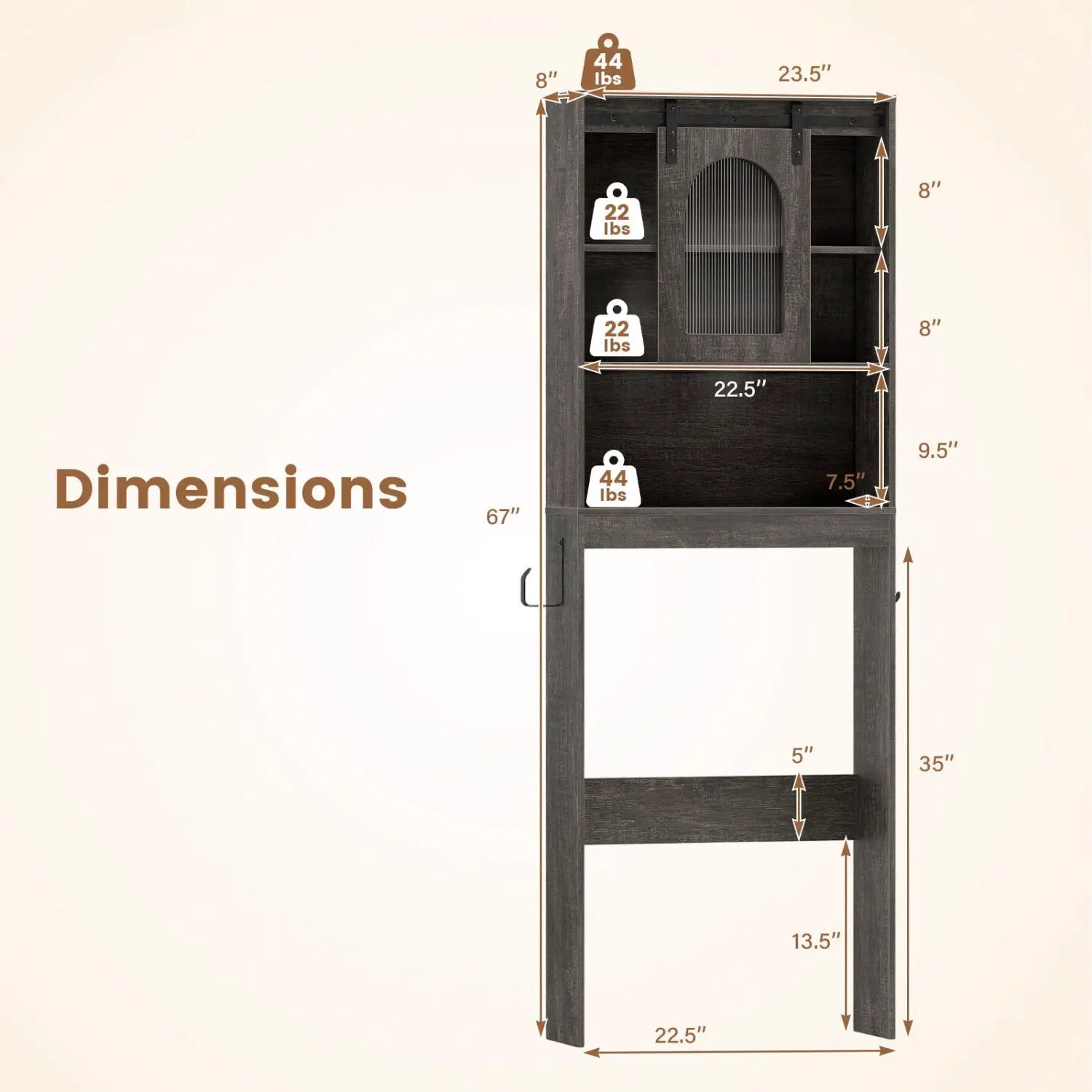 Over Toilet Storage Cabinet with Sliding Barn Door and Open Shelves for Bathroom by DirectDeals