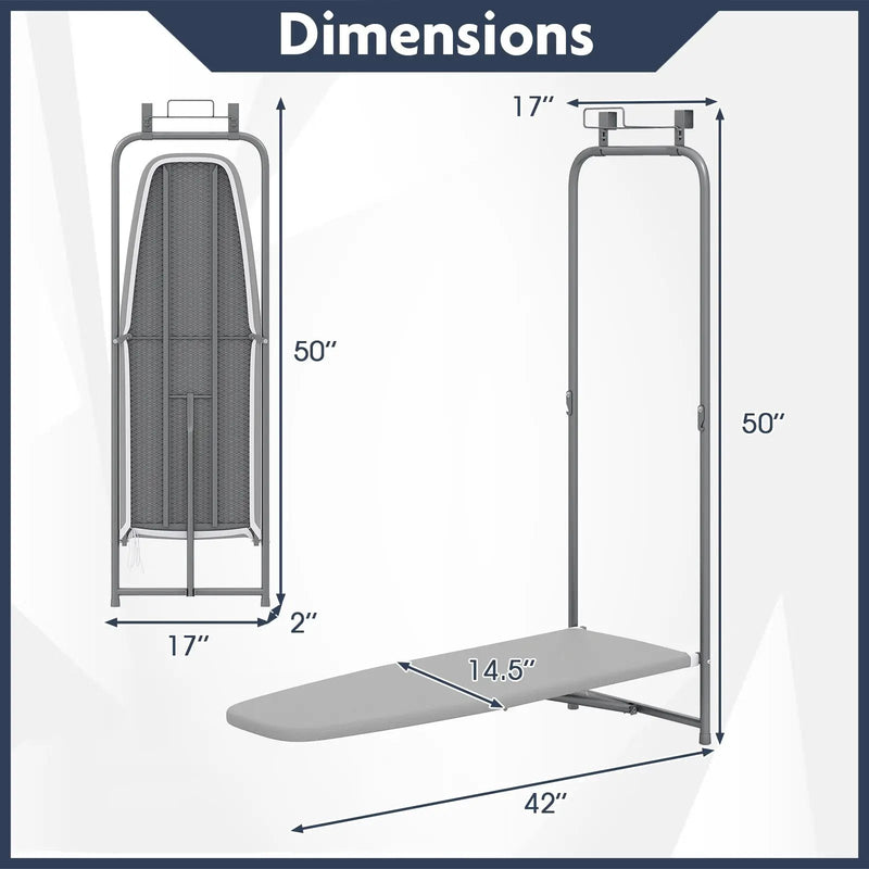 Over the Door Ironing Board Space-Saving Metal Hanging Ironing Board-Gray by DirectDeals