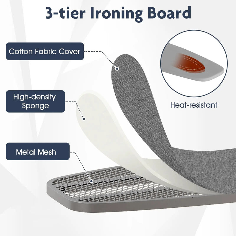 Over the Door Ironing Board Space-Saving Metal Hanging Ironing Board-Gray by DirectDeals