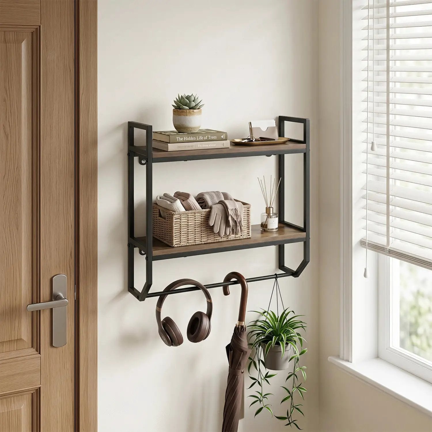 Over the Toilet Wall Mounted Shelf with Towel Bar - Gray by DirectDeals