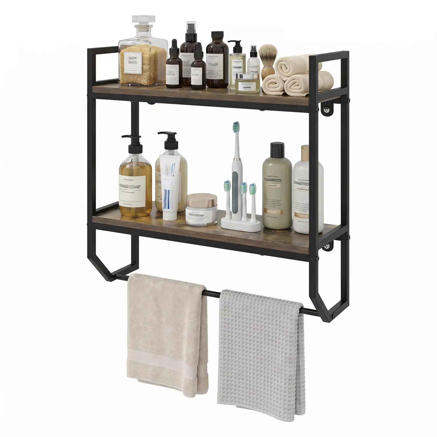 Over the Toilet Wall Mounted Shelf with Towel Bar - Gray by DirectDeals