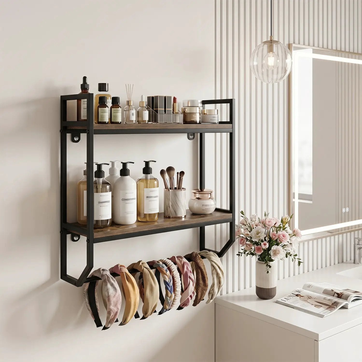 Over the Toilet Wall Mounted Shelf with Towel Bar - Gray by DirectDeals