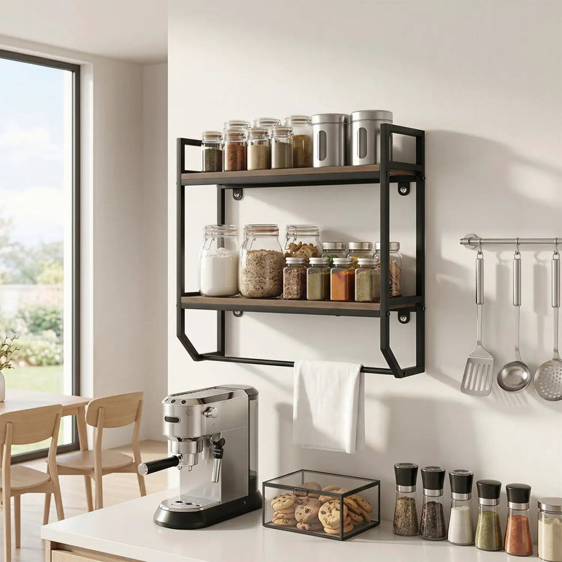 Over the Toilet Wall Mounted Shelf with Towel Bar - Gray by DirectDeals