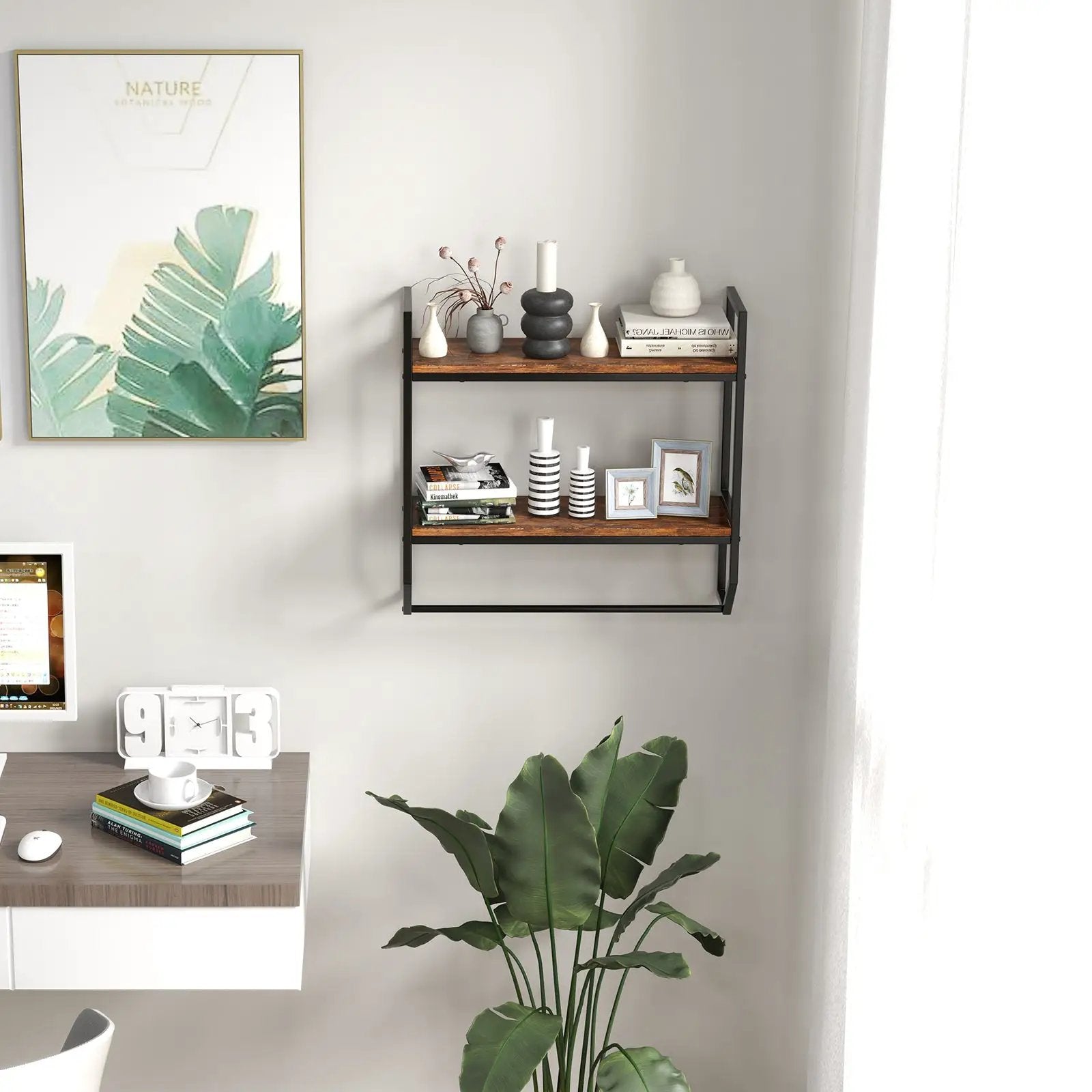 Over the Toilet Shelf Wall Mounted with Metal Frame for Bathroom by DirectDeals