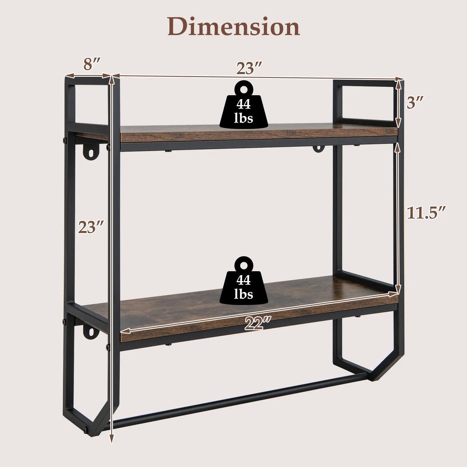 Over the Toilet Shelf Wall Mounted with Metal Frame for Bathroom by DirectDeals