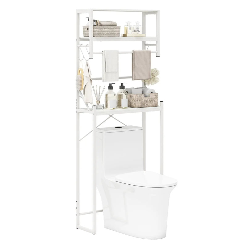 Over the Toilet Storage Rack 3-Tier Over Toilet Bathroom Organizer with Towel Holder-White by DirectDeals