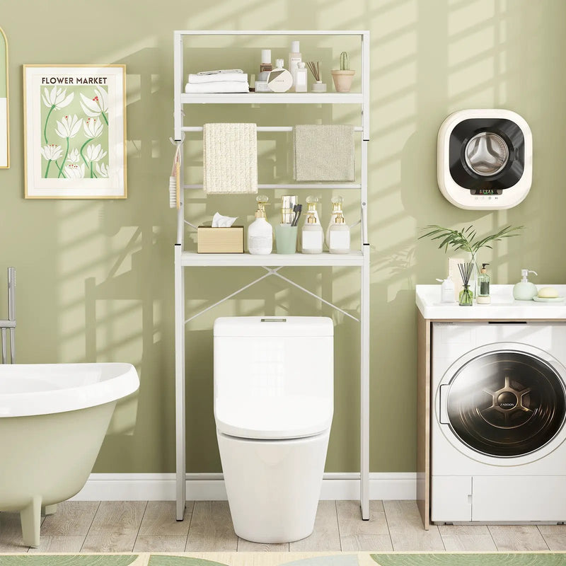 Over the Toilet Storage Rack 3-Tier Over Toilet Bathroom Organizer with Towel Holder-White by DirectDeals