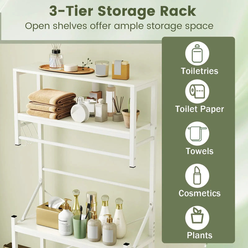 Over the Toilet Storage Rack 3-Tier Over Toilet Bathroom Organizer with Towel Holder-White by DirectDeals