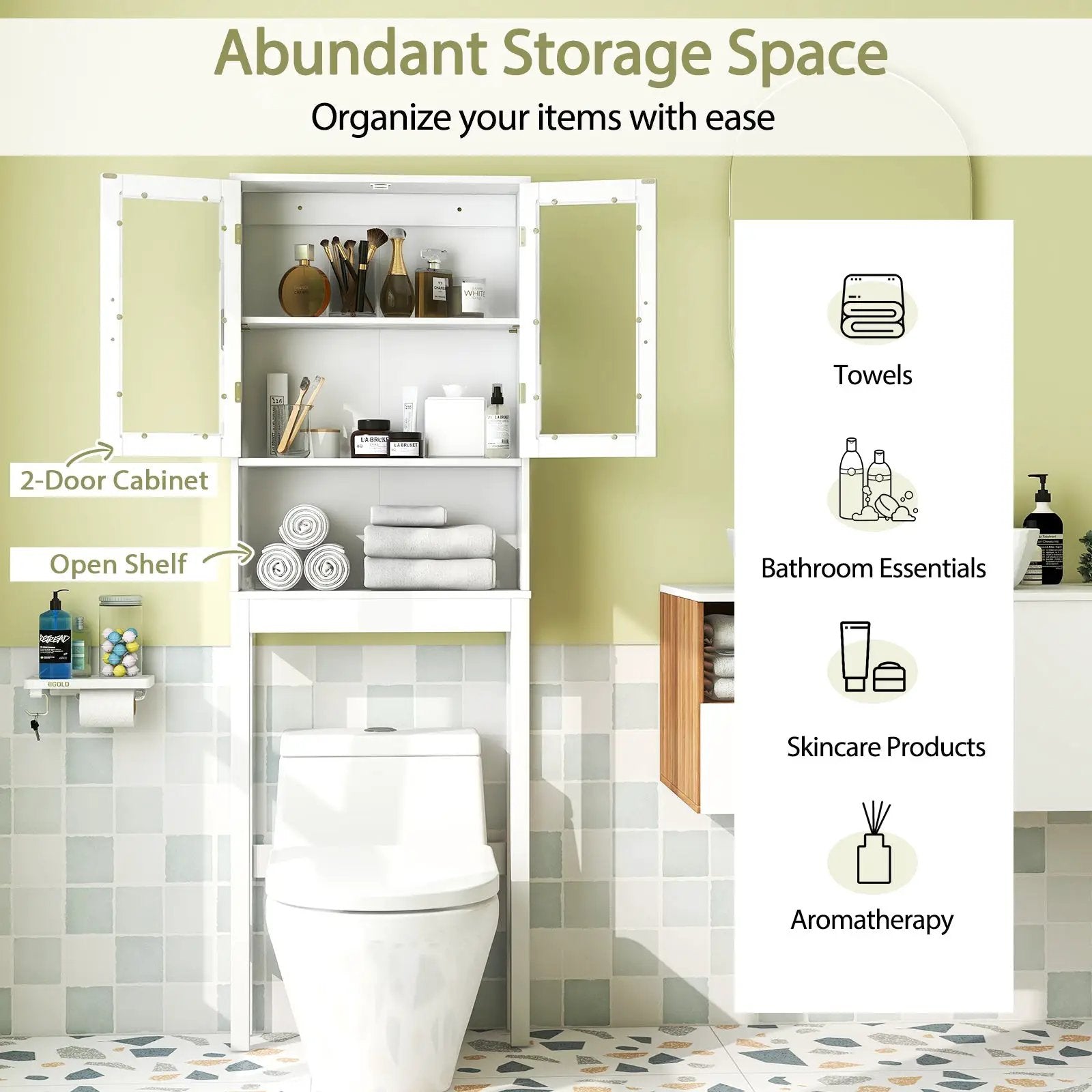 Over the Toilet Bathroom Storage Cabinet with Adjustable Shelf by DirectDeals