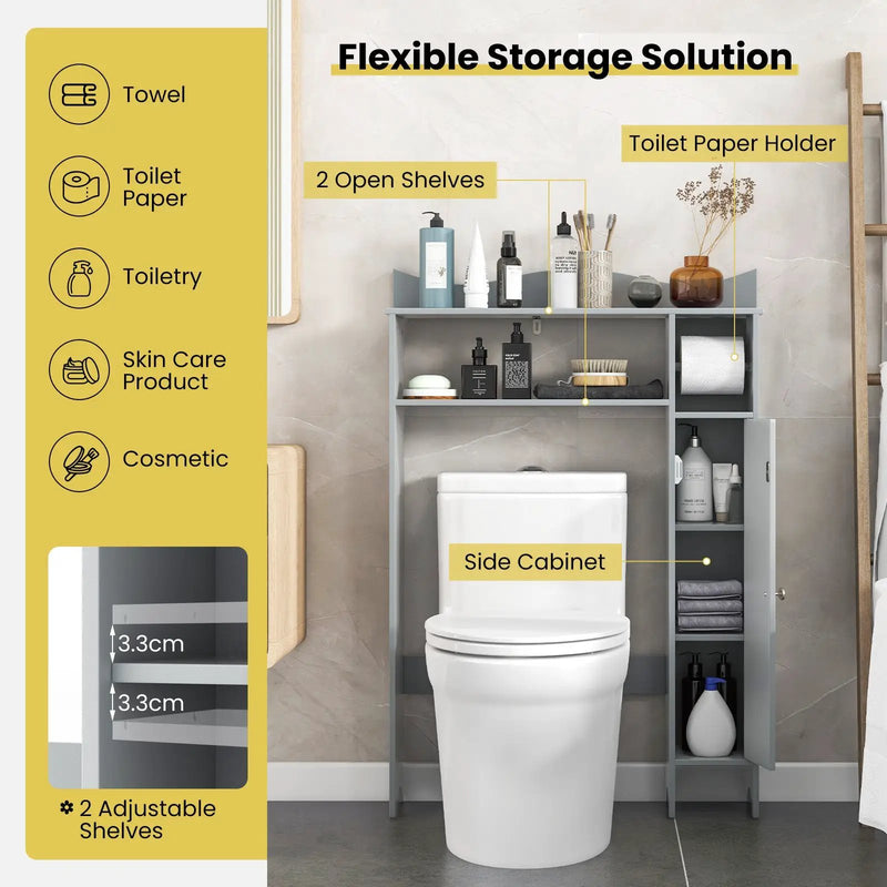 Wood Over the Toilet Bathroom Space Saver with Paper Holder and Shelf by DirectDeals
