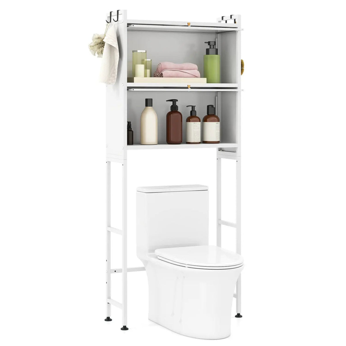 Over-the-toilet Cabinet Bathroom Organizer with 2 Flip-up Cabinets, photo 6 of 16