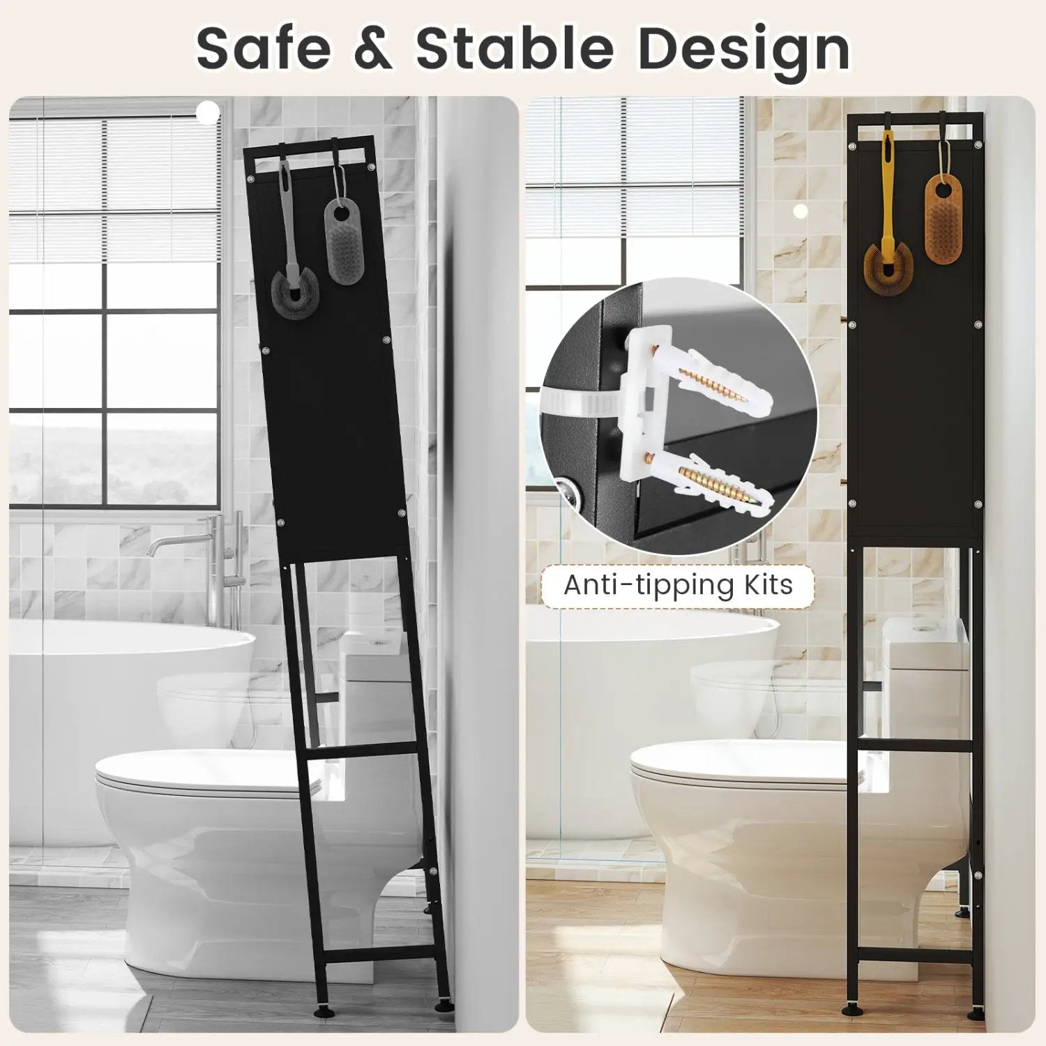 Over-the-toilet Cabinet Bathroom Organizer with 2 Flip-up Cabinets by DirectDeals