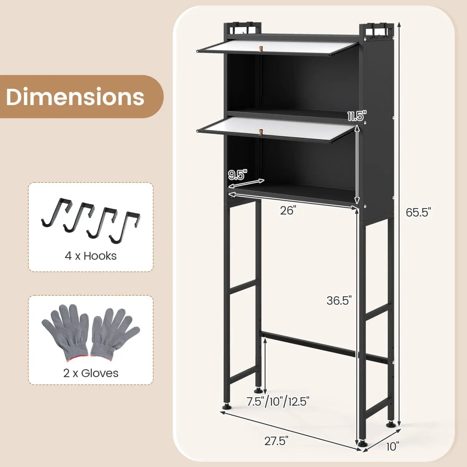 Over-the-toilet Cabinet Bathroom Organizer with 2 Flip-up Cabinets by DirectDeals