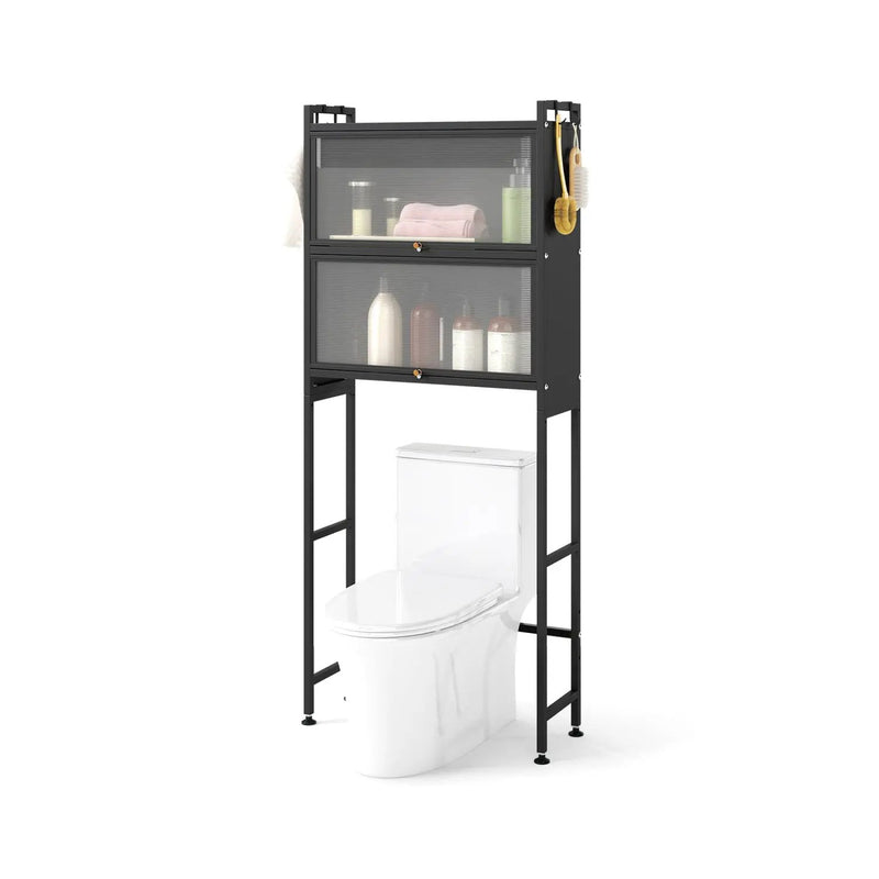 Over-the-toilet Cabinet Bathroom Organizer with 2 Flip-up Cabinets by DirectDeals