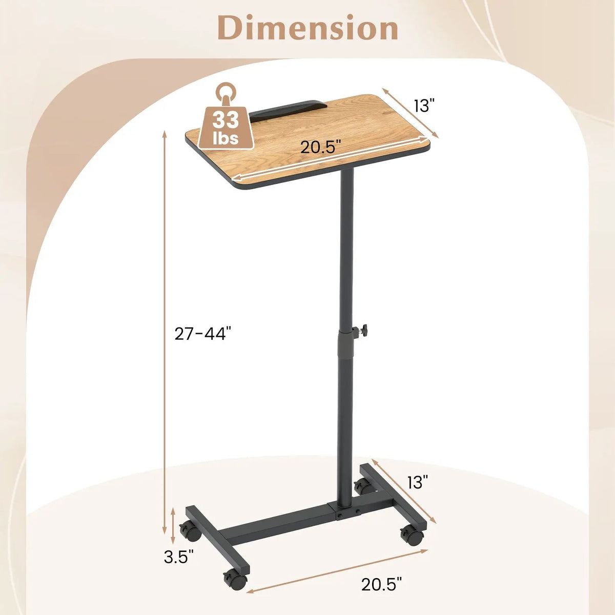 Overbed Rolling Food Tray Table by DirectDeals