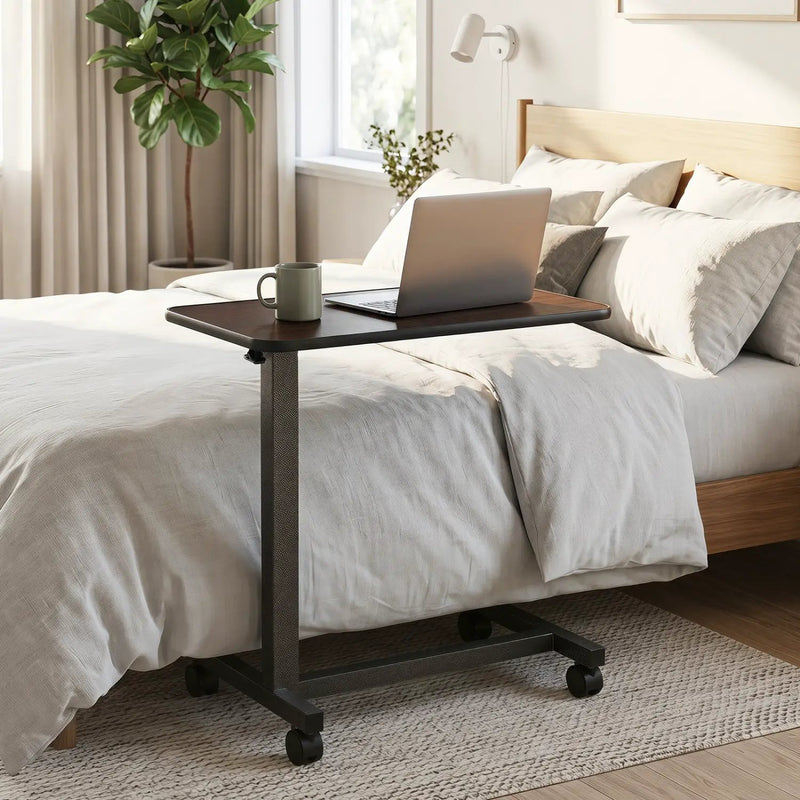 Overbed Table with Lockable Wheels and Adjustable Height by DirectDeals