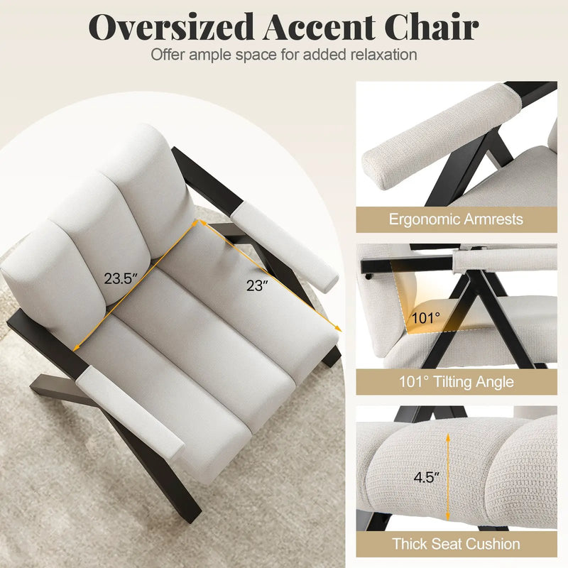 Oversized Accent Chair with Metal Frame and Armrests by DirectDeals