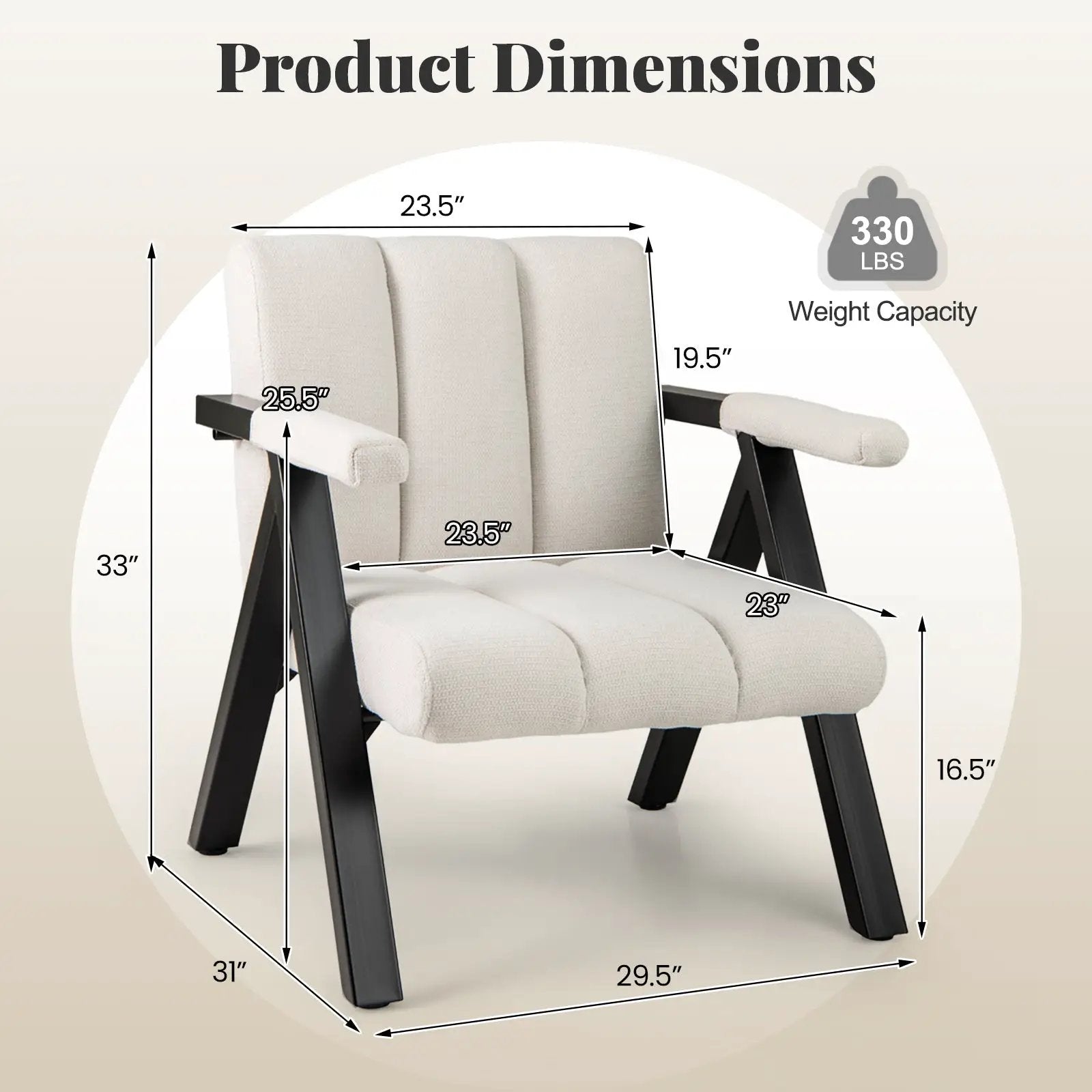Oversized Accent Chair with Metal Frame and Armrests by DirectDeals