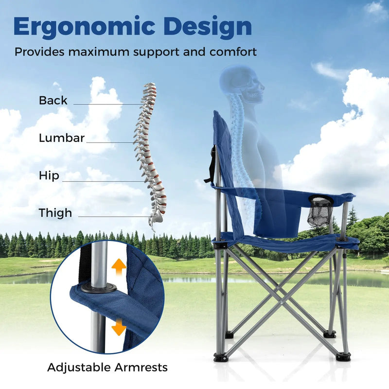 Oversized Camping Chairs Outdoor Folding Chair with Cooler Pouch and Cup Holder by DirectDeals