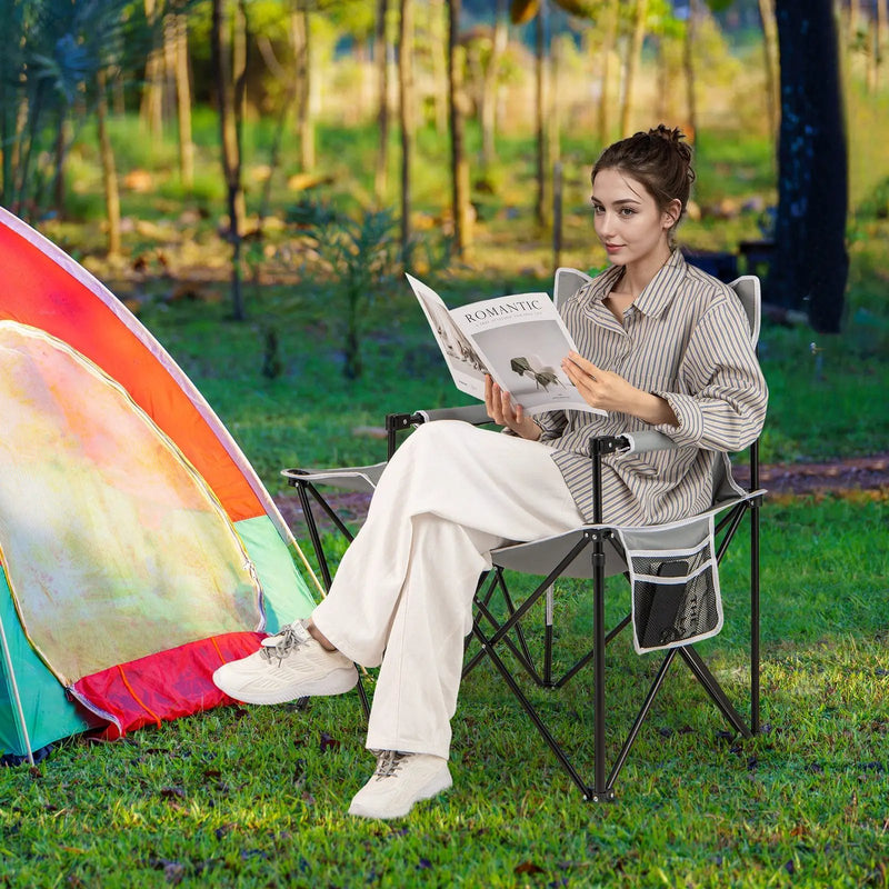 Oversized Camping Chair with Side Table and 2 Storage Pockets by DirectDeals