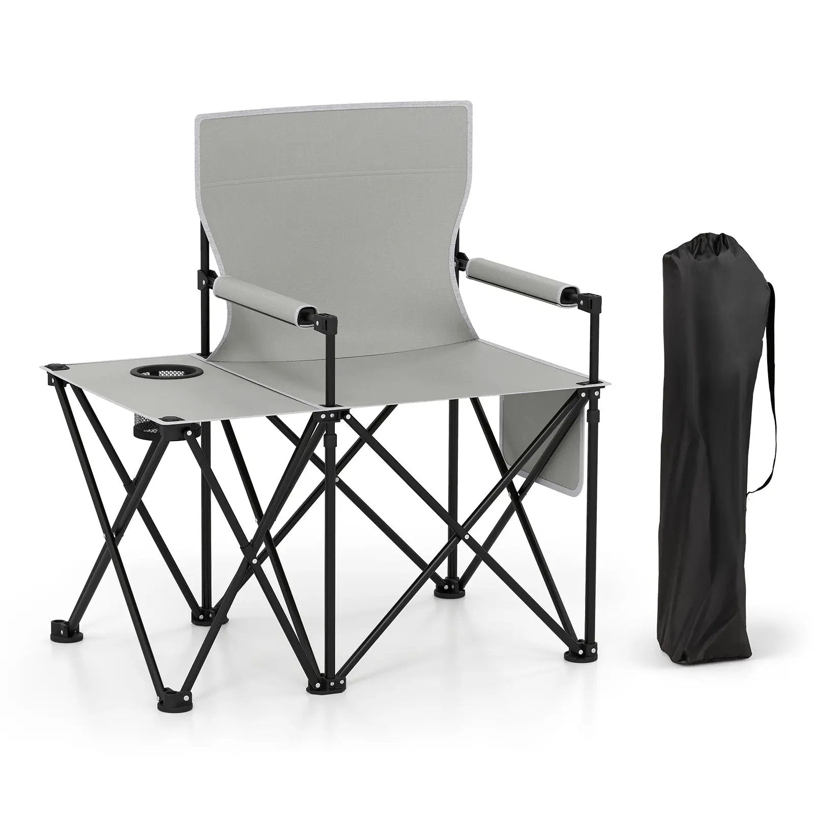 Oversized Camping Chair with Side Table and 2 Storage Pockets by DirectDeals