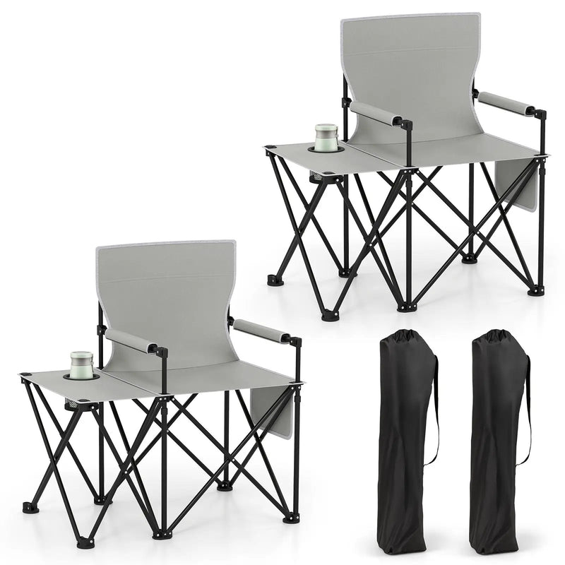 Oversized Camping Chair with Side Table and 2 Storage Pockets by DirectDeals