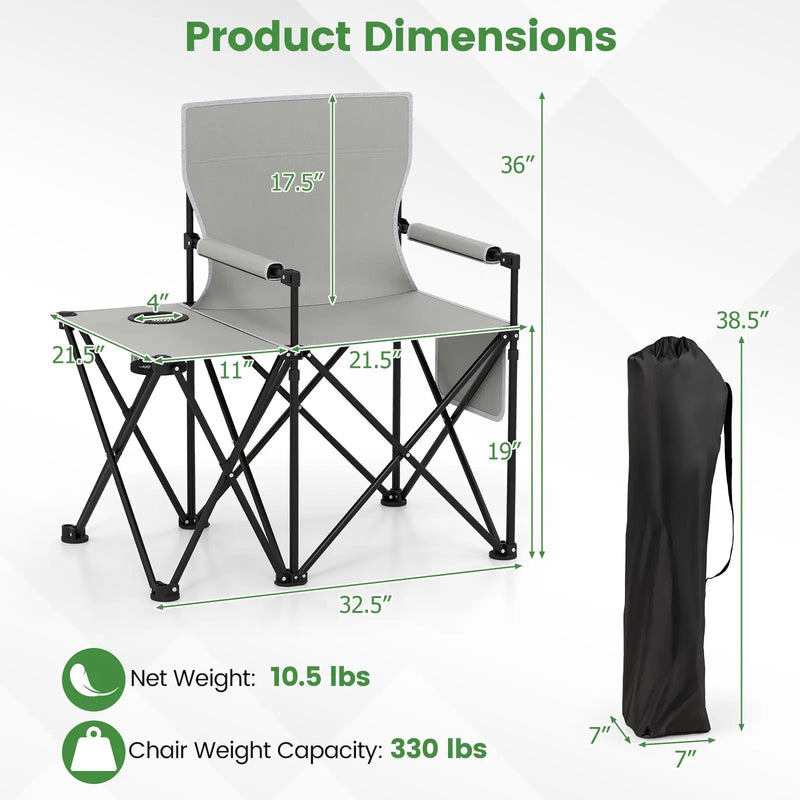 Oversized Camping Chair with Side Table and 2 Storage Pockets by DirectDeals