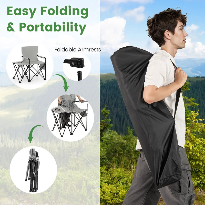 Oversized Camping Chair with Side Table and 2 Storage Pockets by DirectDeals