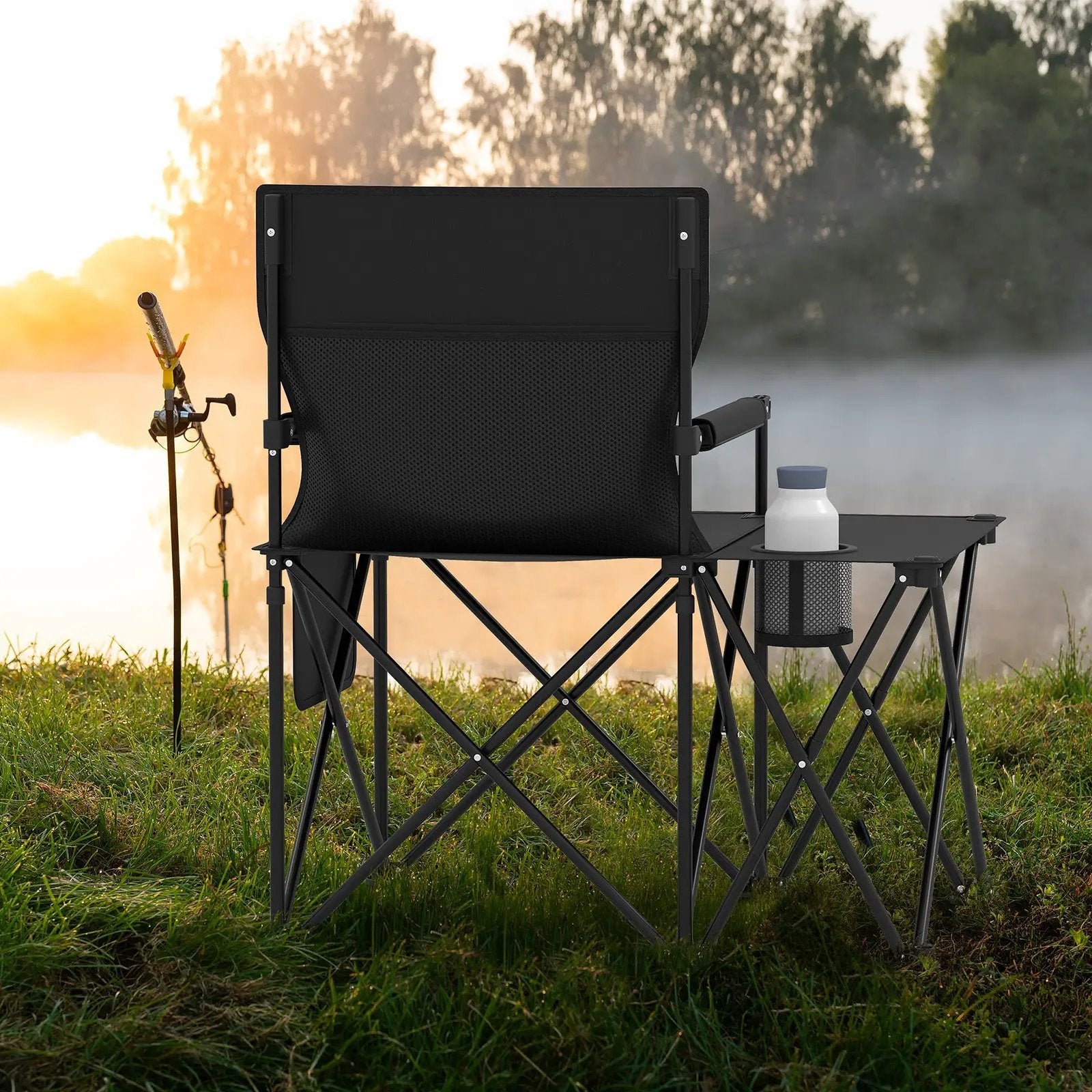 Oversized Camping Chair with Side Table and 2 Storage Pockets by DirectDeals