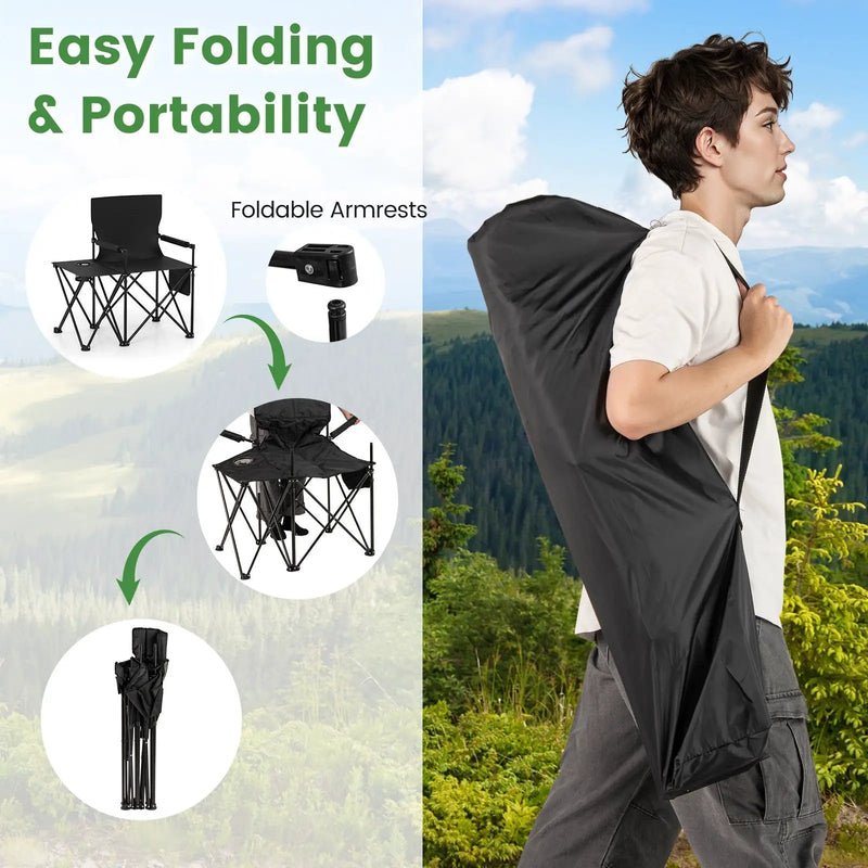 Oversized Camping Chair with Side Table and 2 Storage Pockets by DirectDeals