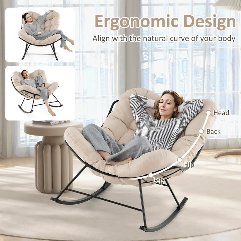 Oversized Egg Papasan Chair with Padded Cushion for Porch by DirectDeals