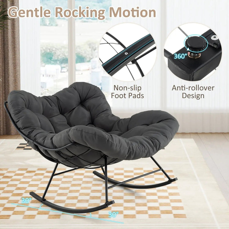 Oversized Egg Papasan Chair with Padded Cushion for Porch by DirectDeals