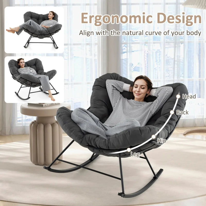 Oversized Egg Papasan Chair with Padded Cushion for Porch by DirectDeals