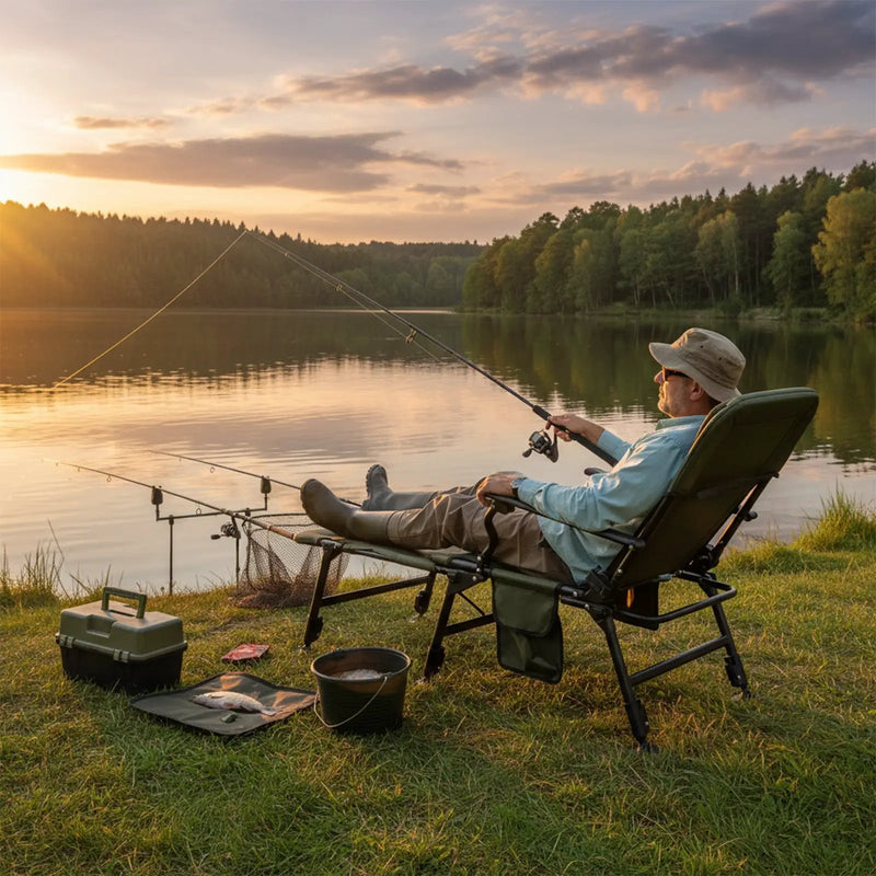Oversized Foldable Fishing Chair with Detachable Footrest-Green by DirectDeals