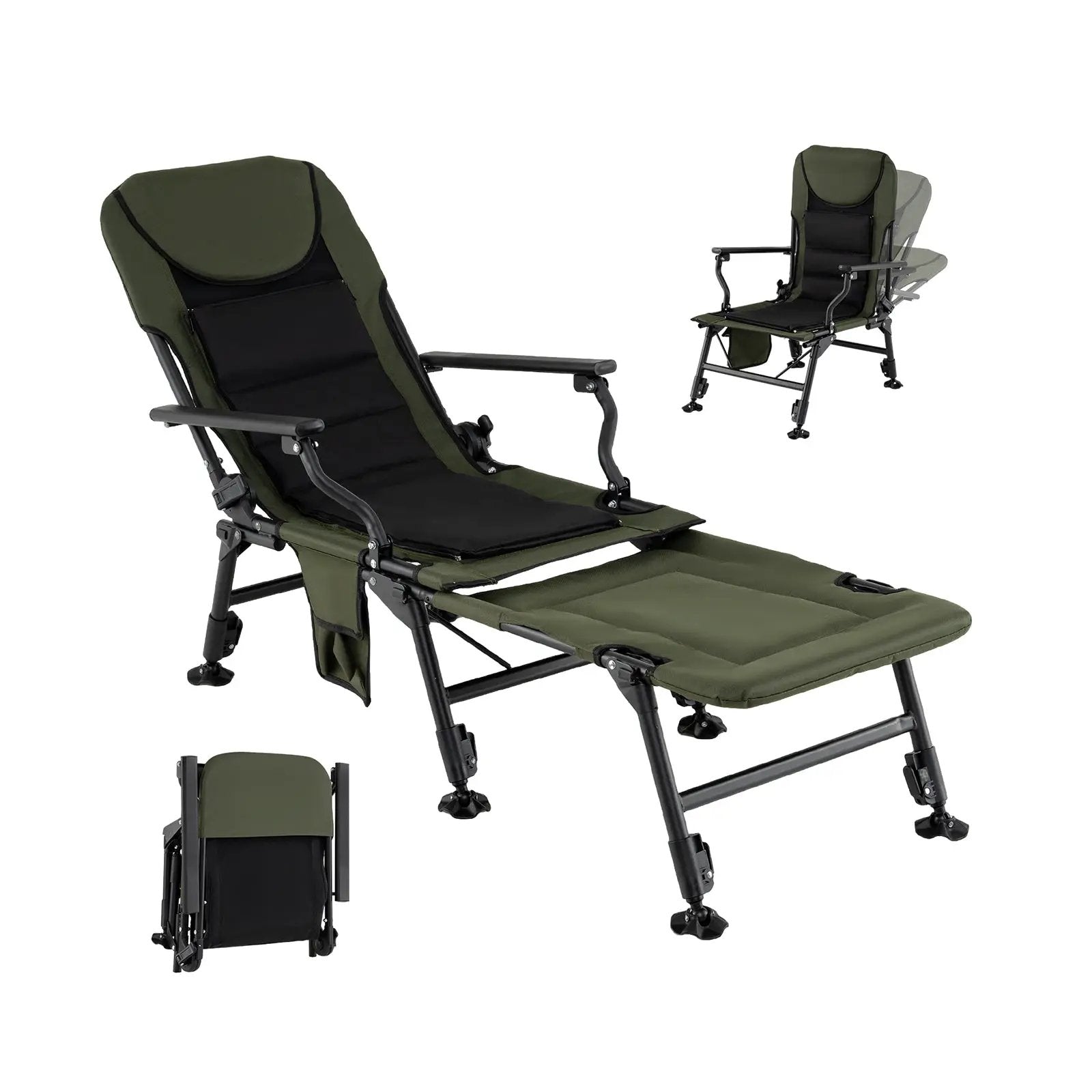 Oversized Foldable Fishing Chair with Detachable Footrest-Green by DirectDeals