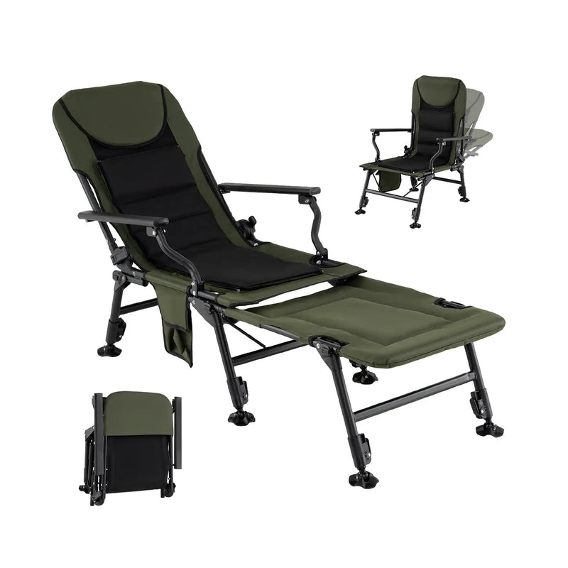 Oversized Foldable Fishing Chair with Detachable Footrest-Green by DirectDeals