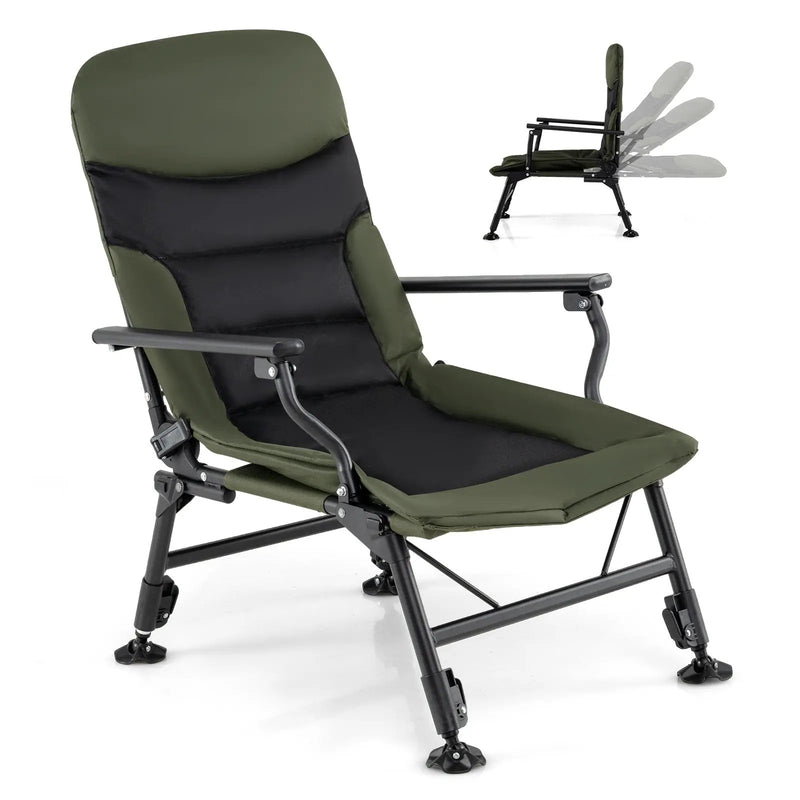 Oversized Foldable Fishing Chair for Adults with Armrest-Green by DirectDeals