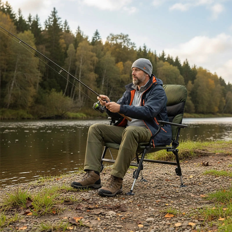 Oversized Foldable Fishing Chair for Adults with Armrest-Green by DirectDeals