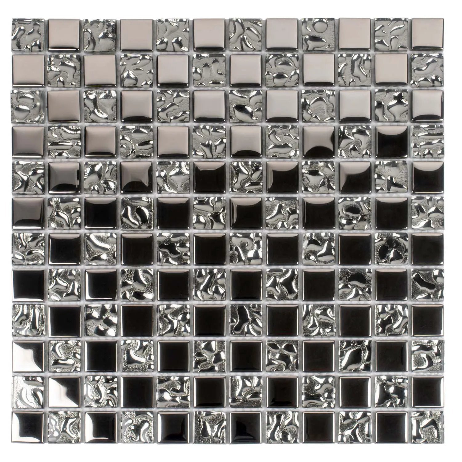Silver 12x12 Glossy Square Glass Mosaic Tile (5 pack, 4.83 sq ft/case) by Apollo Tile