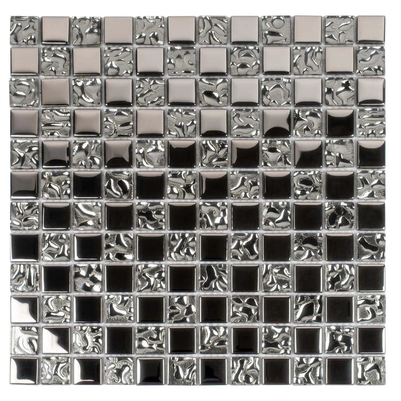 Silver 12x12 Glossy Square Glass Mosaic Tile (5 pack, 4.83 sq ft/case) by Apollo Tile