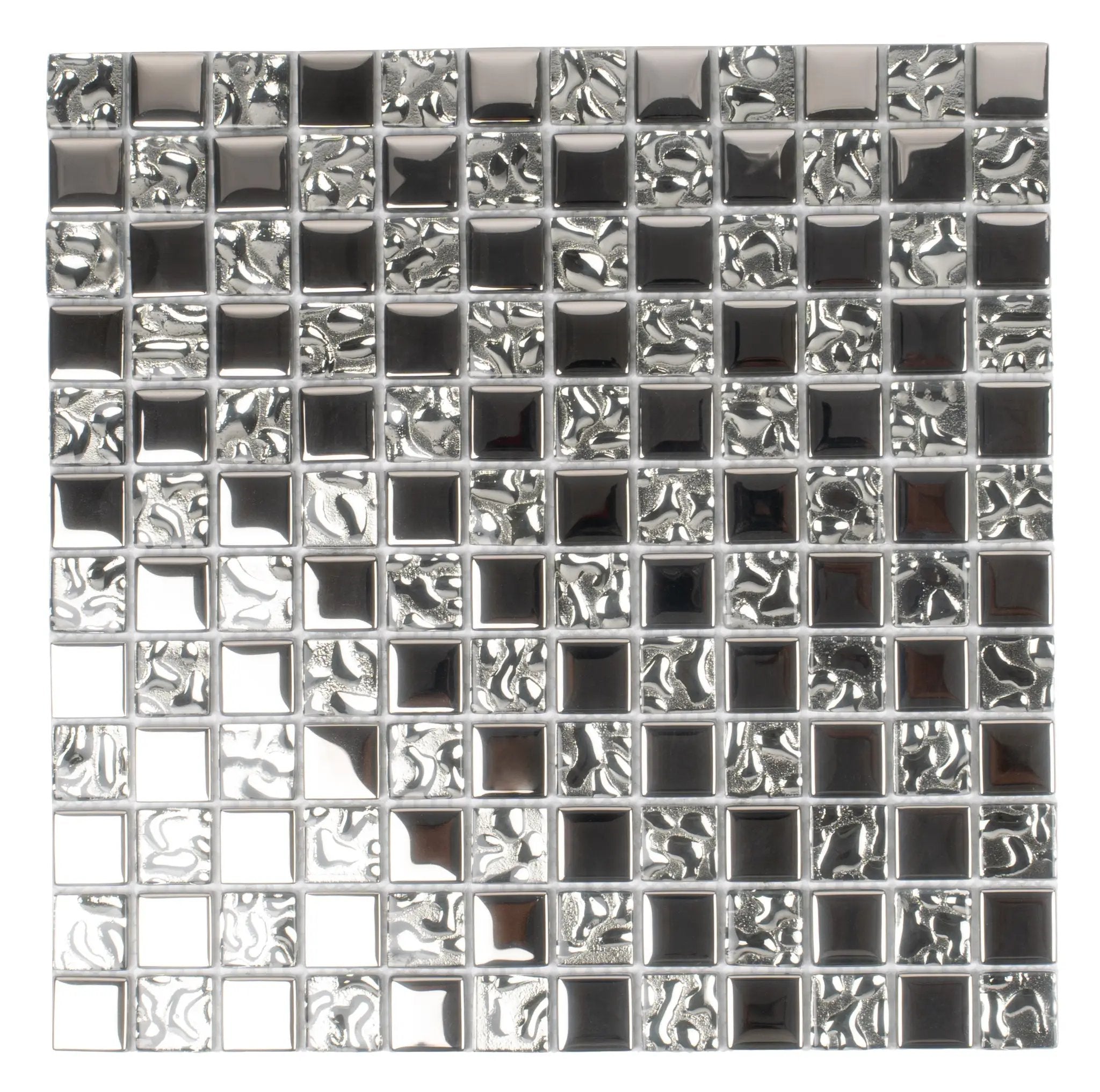 Silver 12x12 Glossy Square Glass Mosaic Tile (5 pack, 4.83 sq ft/case) by Apollo Tile