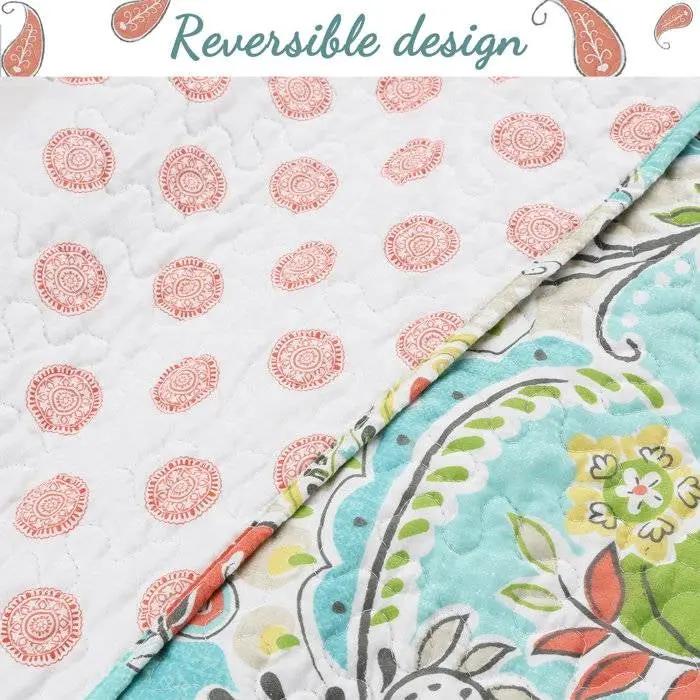 Aqua Paisley Floral 4 Piece Daybed Cover Set by HomePacific