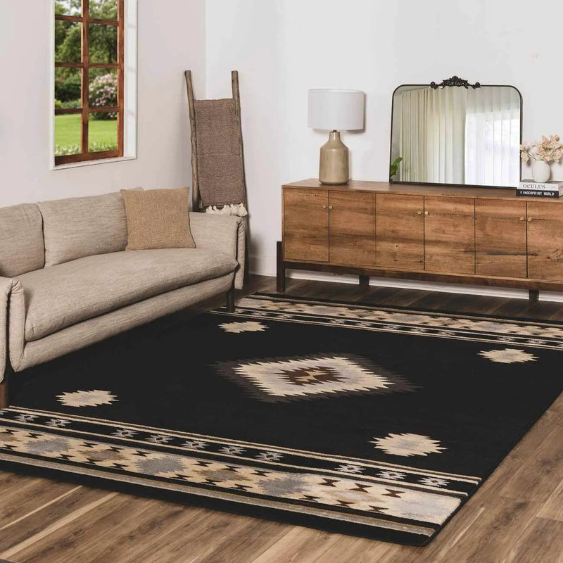 Buckhaven Black Southwestern Area Rug by Boutique Rugs